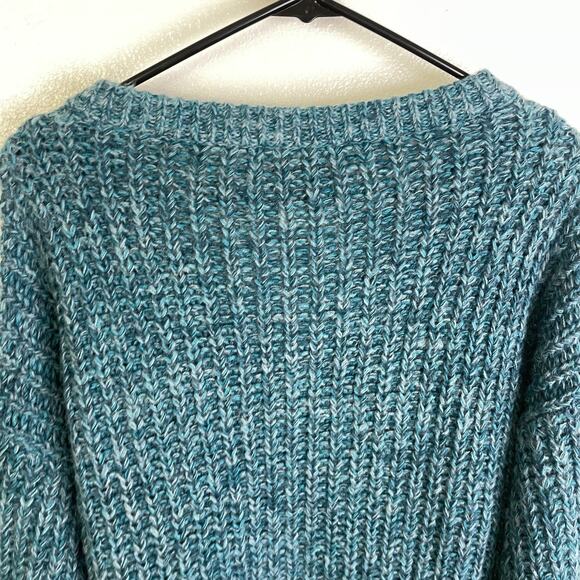 Sundance Sweater Womens Large Teal Pullover Cable Knit V Neck Wool Blend Boho - Picture 7 of 9